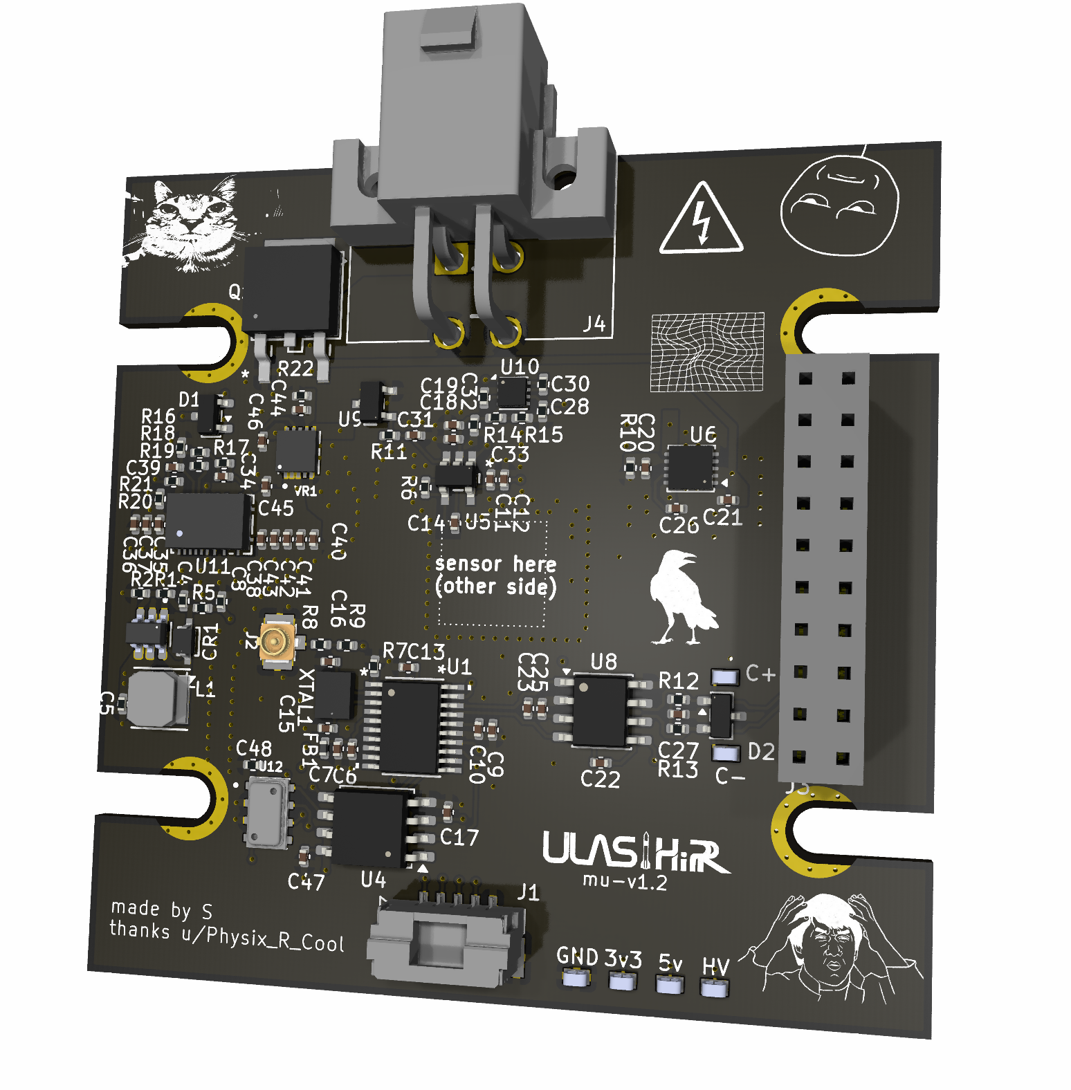 Mu particle detector 3D board render
